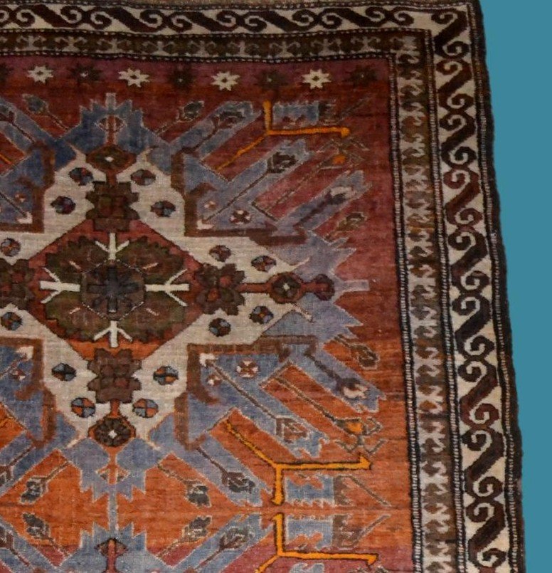Tapis Chelaberd ancien, Caucase, 145 cm x 227 cm, noué main, laine/laine, karabagh, avant 1950-photo-4