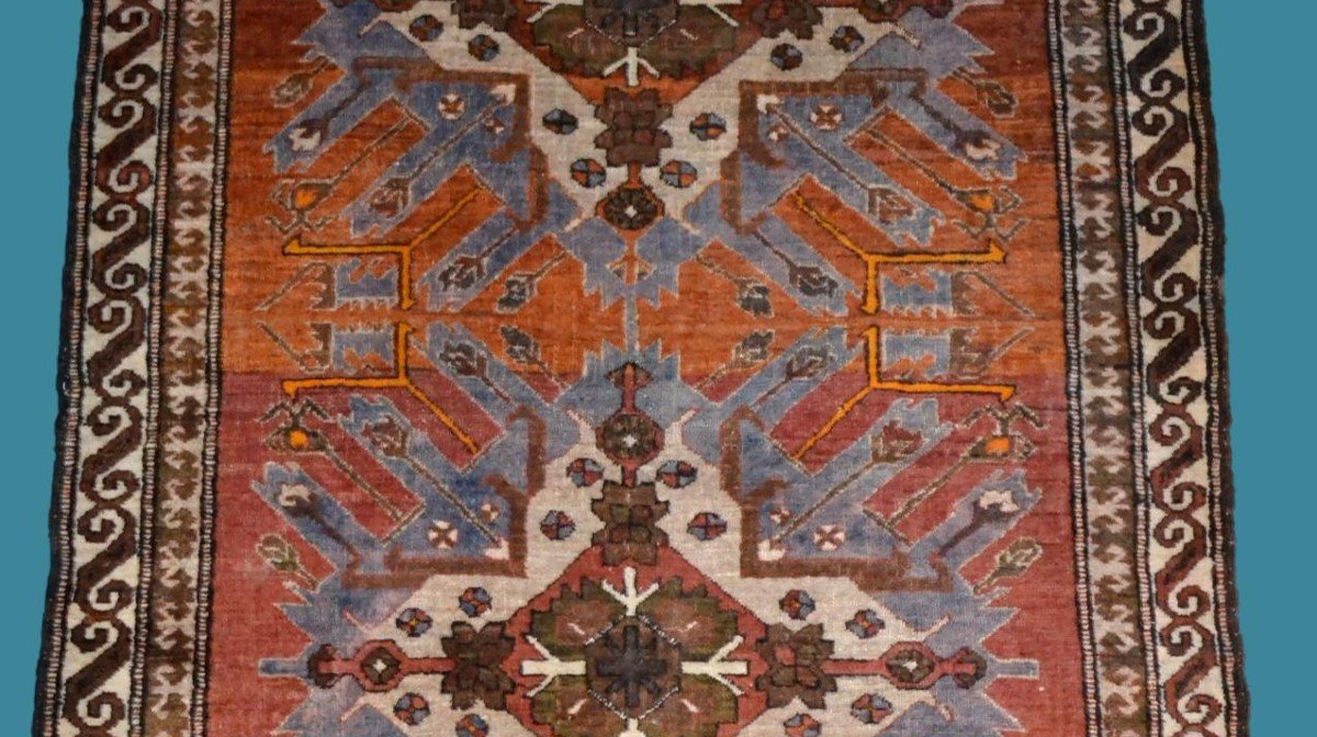 Tapis Chelaberd ancien, Caucase, 145 cm x 227 cm, noué main, laine/laine, karabagh, avant 1950-photo-1