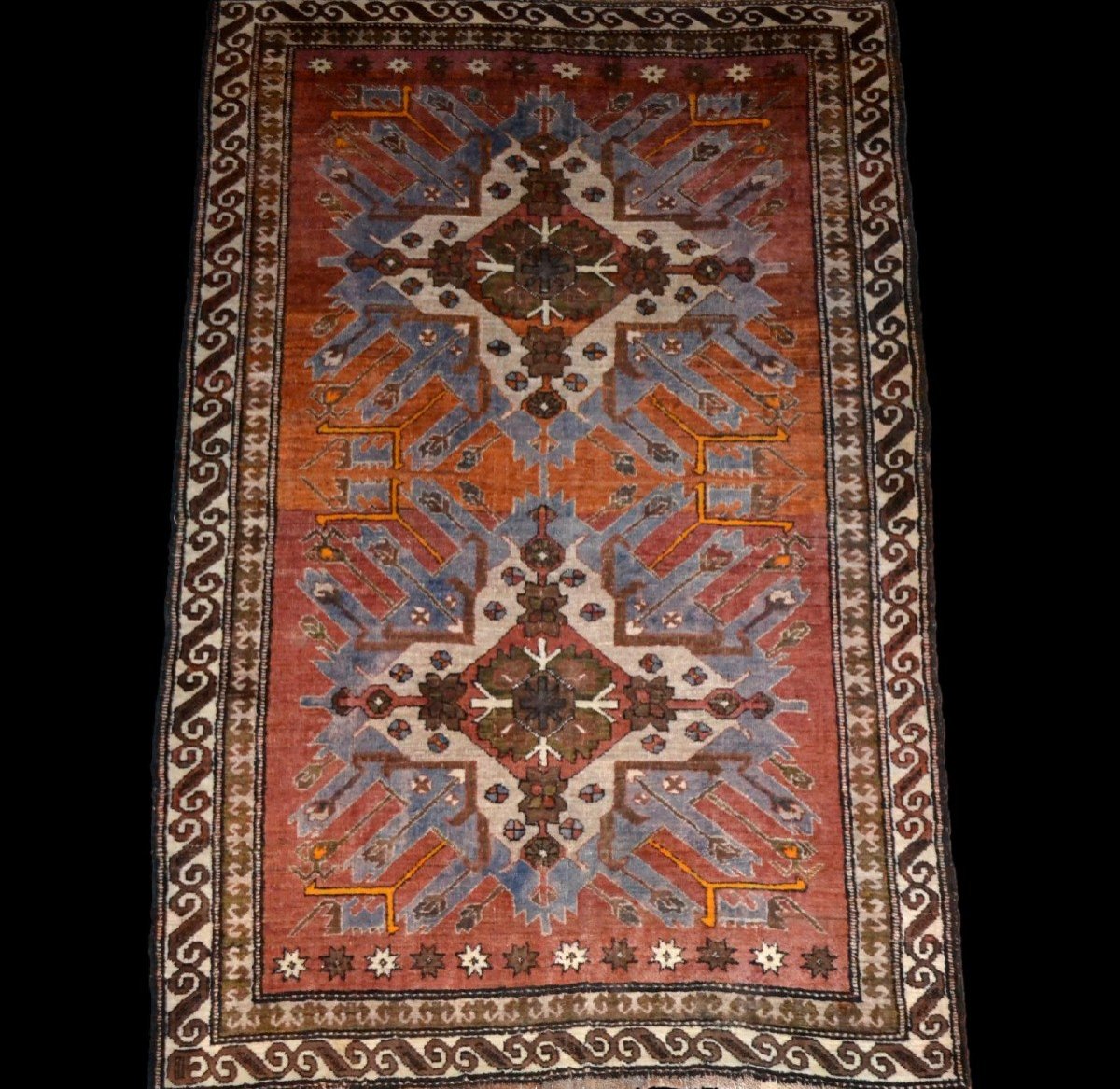 Tapis Chelaberd ancien, Caucase, 145 cm x 227 cm, noué main, laine/laine, karabagh, avant 1950