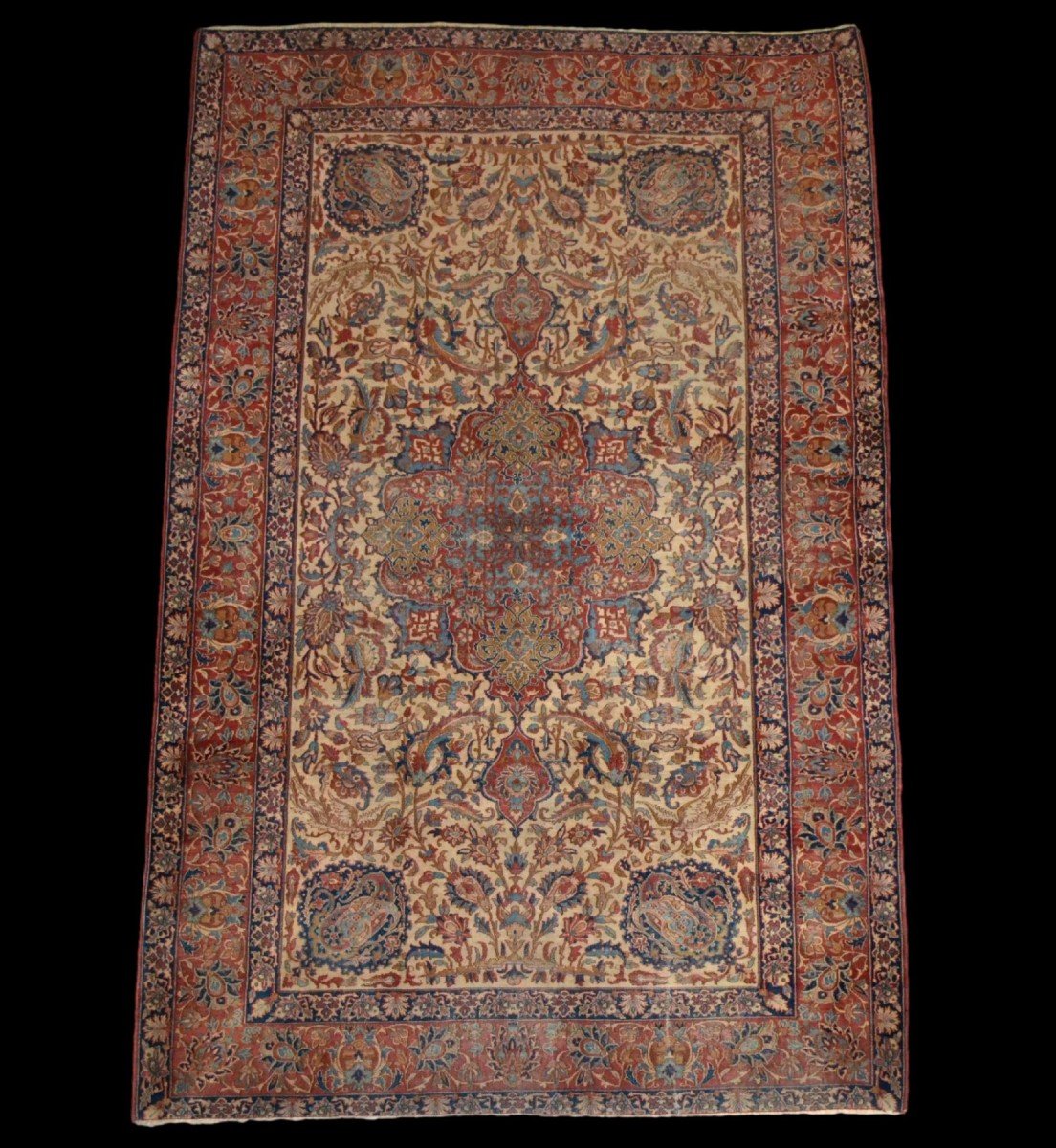 Old Kirman Raver Rug, Wool And Silk, Kadjar Period, Persia, 130 Cm X 207 Cm, 19th Century-photo-8