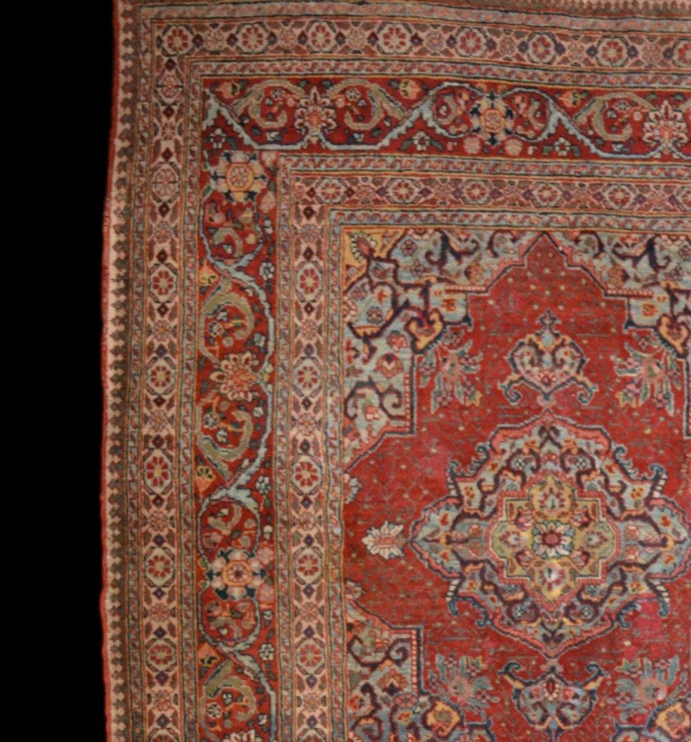 Tapis Persan Tabriz ancien, 142 x 191 cm, Perse, dynastie Kadjar, seconde moitié du XIXème S-photo-3