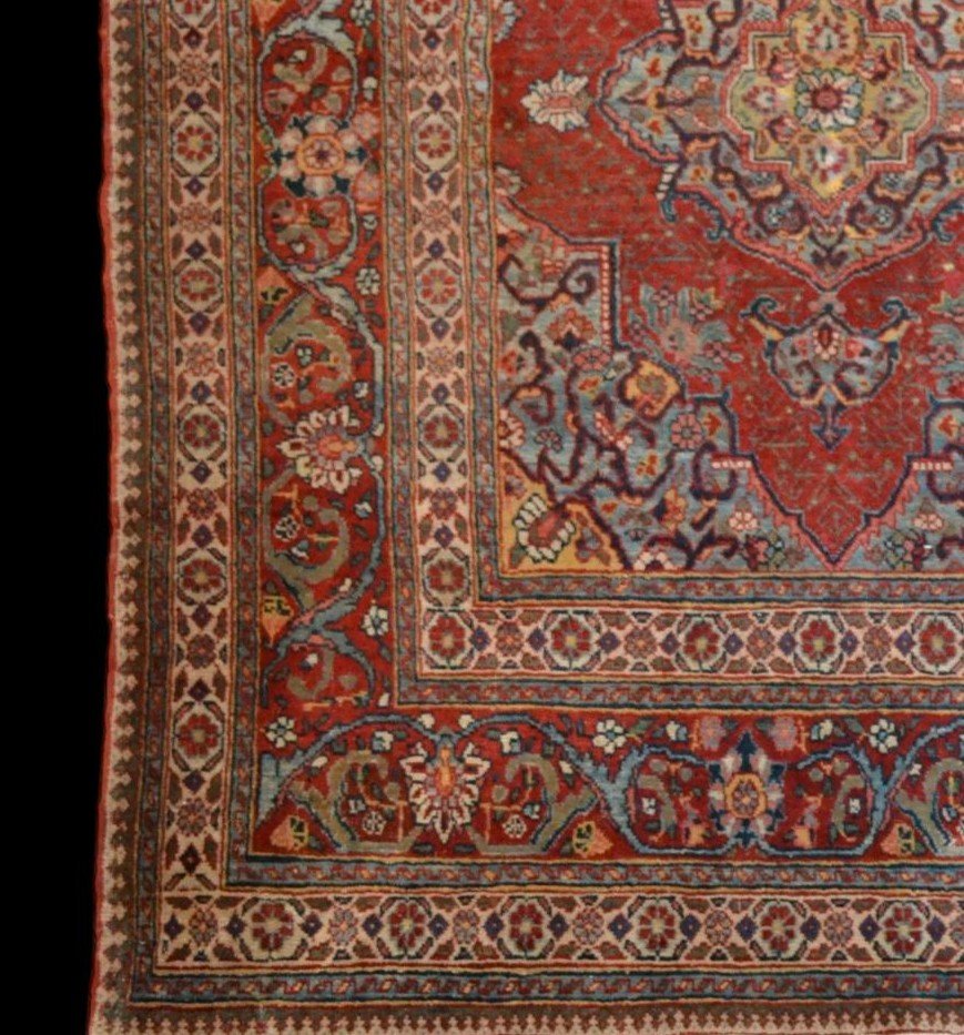 Tapis Persan Tabriz ancien, 142 x 191 cm, Perse, dynastie Kadjar, seconde moitié du XIXème S-photo-2