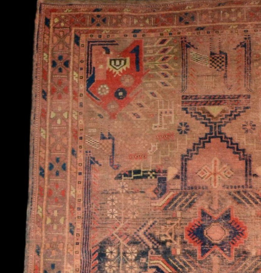 Old Rug, Khamseh Nomadic Tribes, 120 X 155 Cm, Hand-knotted Wool, First Part Of The 19th Century-photo-3