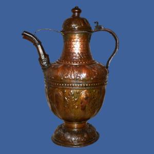 Important Jug, Copper Ewer, Ht 53 Cm, Italy? 17th Century