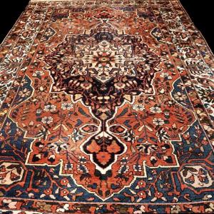 Tapis Bakhtiar ancien, 208 x 306 cm, laine nouée main, Iran, 1900-1920, très bel état d'usage