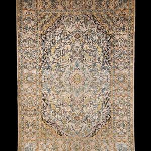 Silk Carpet, Kashan Decor, Kashmir Origin, 125 X 180 Cm, Hand Knotted, 1980, Very Good Condition