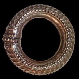 Berber, Amazigh, Maghreb Ankle Ring (khlakhel), Circa 1890 - 1910, Heavy Silver-plated Metal