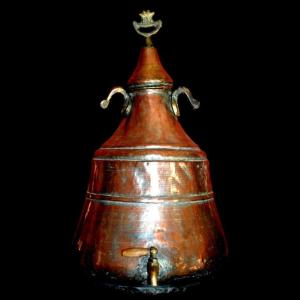 Antique Water Fountain, Ht 64 Cm, Anatolia, Tinned Copper, Ottoman Empire, 19th Century