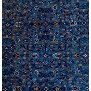 Tapis Kayseri floral bleu, 124 x 206 cm, laine nouée main en Turquie vers 1970,  très bon état