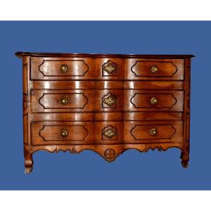 Curved Chest In Wildcherry Wood , Early XVIIIth Century, French