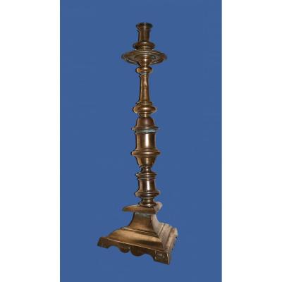 Grand Candle Holder A Bronze Fire Stand Tripod - XVII Th
