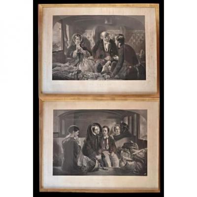 Two Engravings, England By W.h .simmons, Circa 1857, Framed