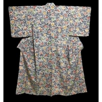 Kimono Komon doublé, en soie naturelle, Japon vers 1960, Très bon état