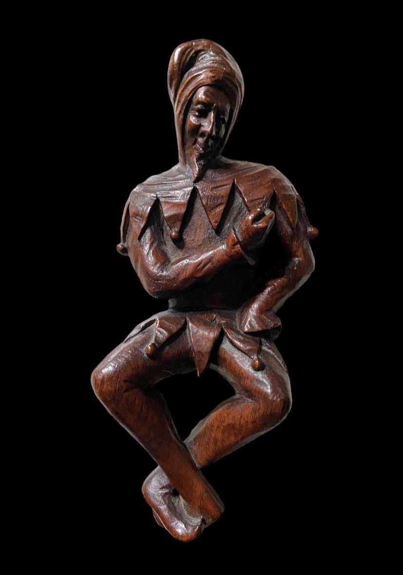 Proantic: An Oak Court Jester From A Mercy Seat, 16th Century (?)