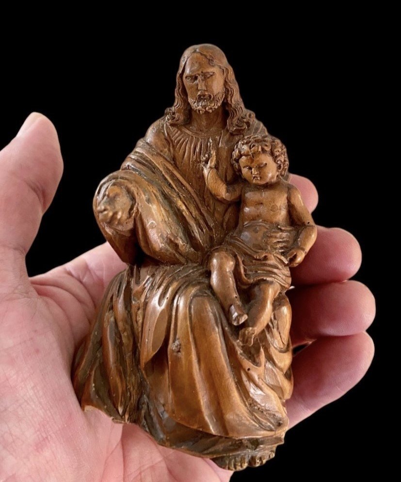 God The Father Sitting On A Rock With The Child Jesus, 17th-18th Century