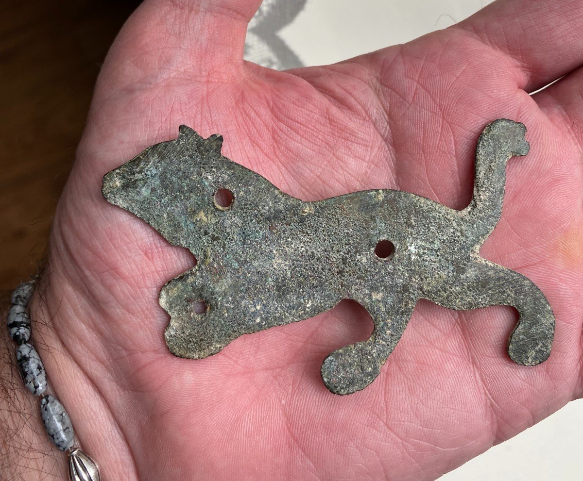 A Large Roman Bronze Panther Applique Ornament,  Circa 200-400 Ad-photo-3