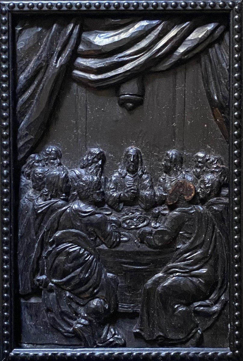 An Ebony Panel Depicting The Last Supper, Circa 1600-photo-2