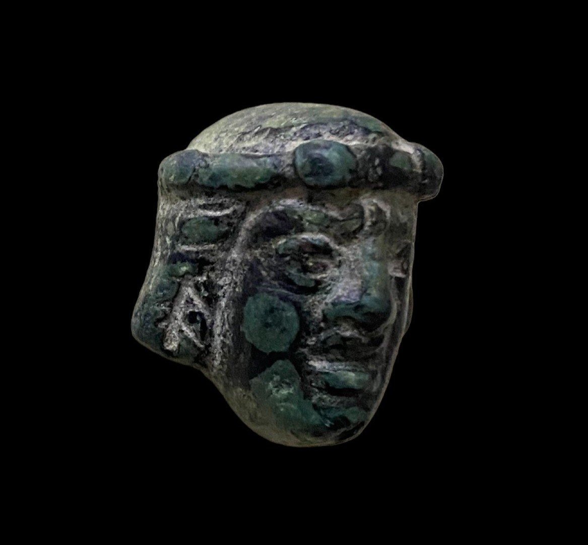 A Roman Theatre Bronze Mask Applique, Circa 100-300 Ad-photo-3