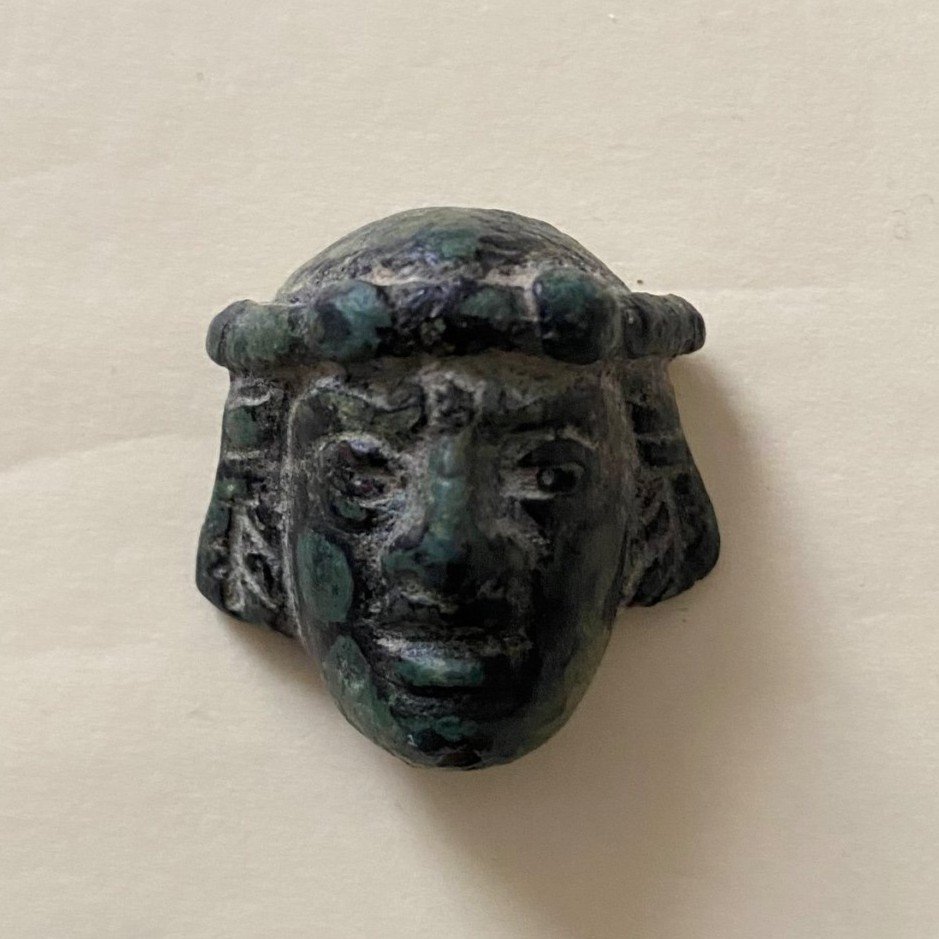 A Roman Theatre Bronze Mask Applique, Circa 100-300 Ad-photo-1