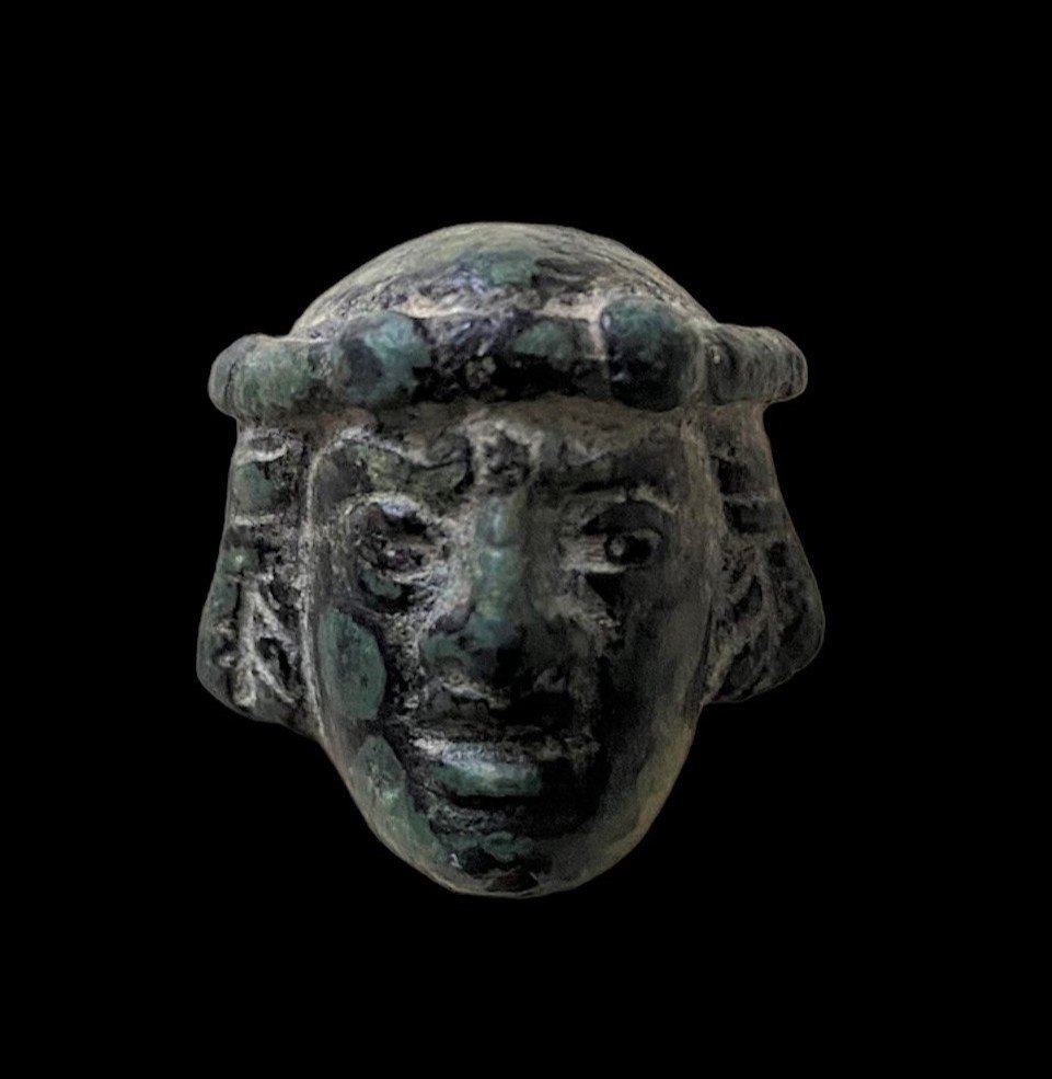 A Roman Theatre Bronze Mask Applique, Circa 100-300 Ad