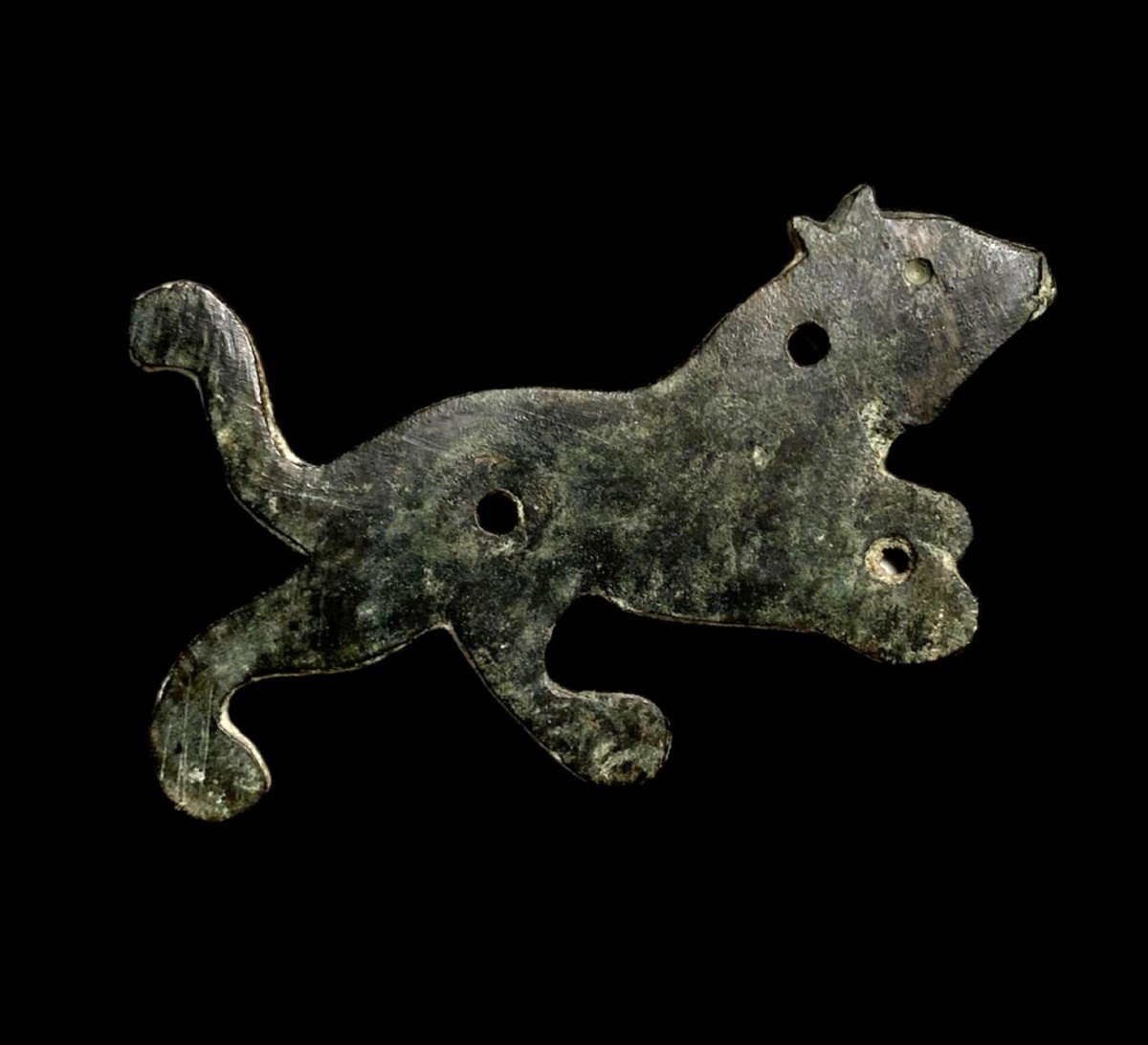 A Large Roman Bronze Panther Applique, Circa 200-400 Ad