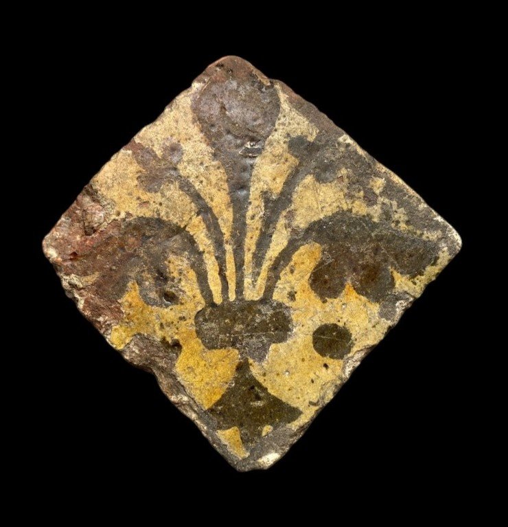 A Bright Yellow 'fleur-de-lis' Floortile, 14th Century 