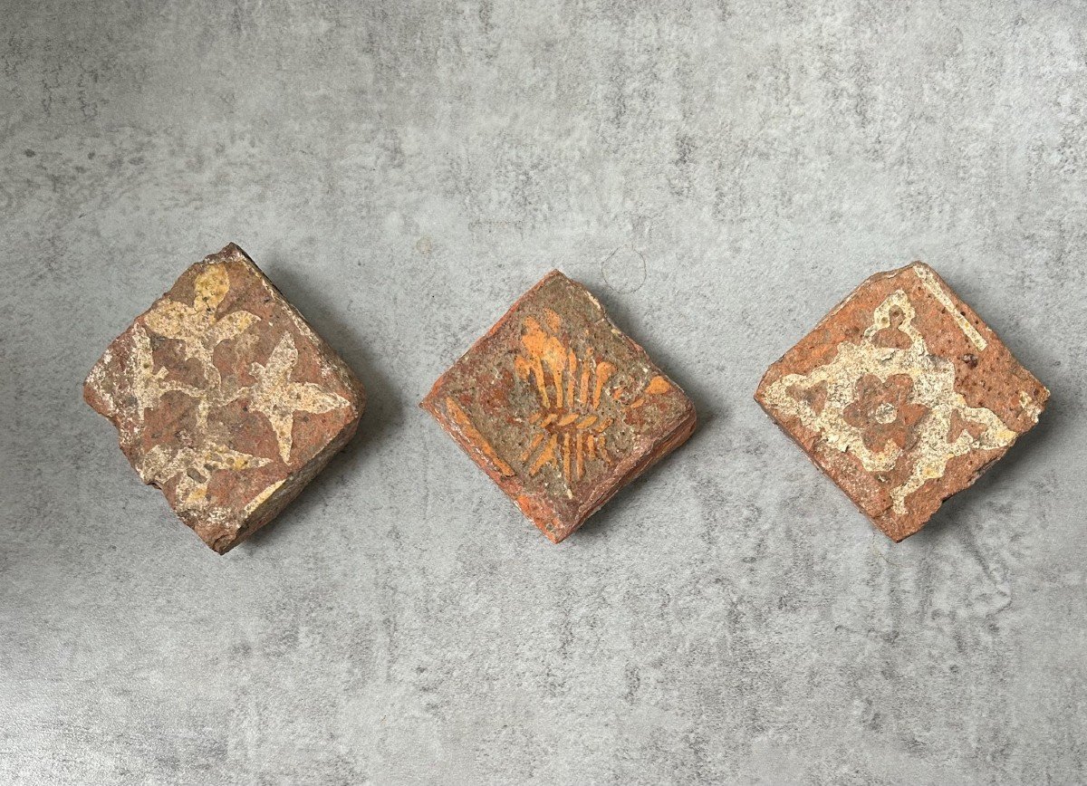 Three 14th Century Pavement Tiles-photo-2