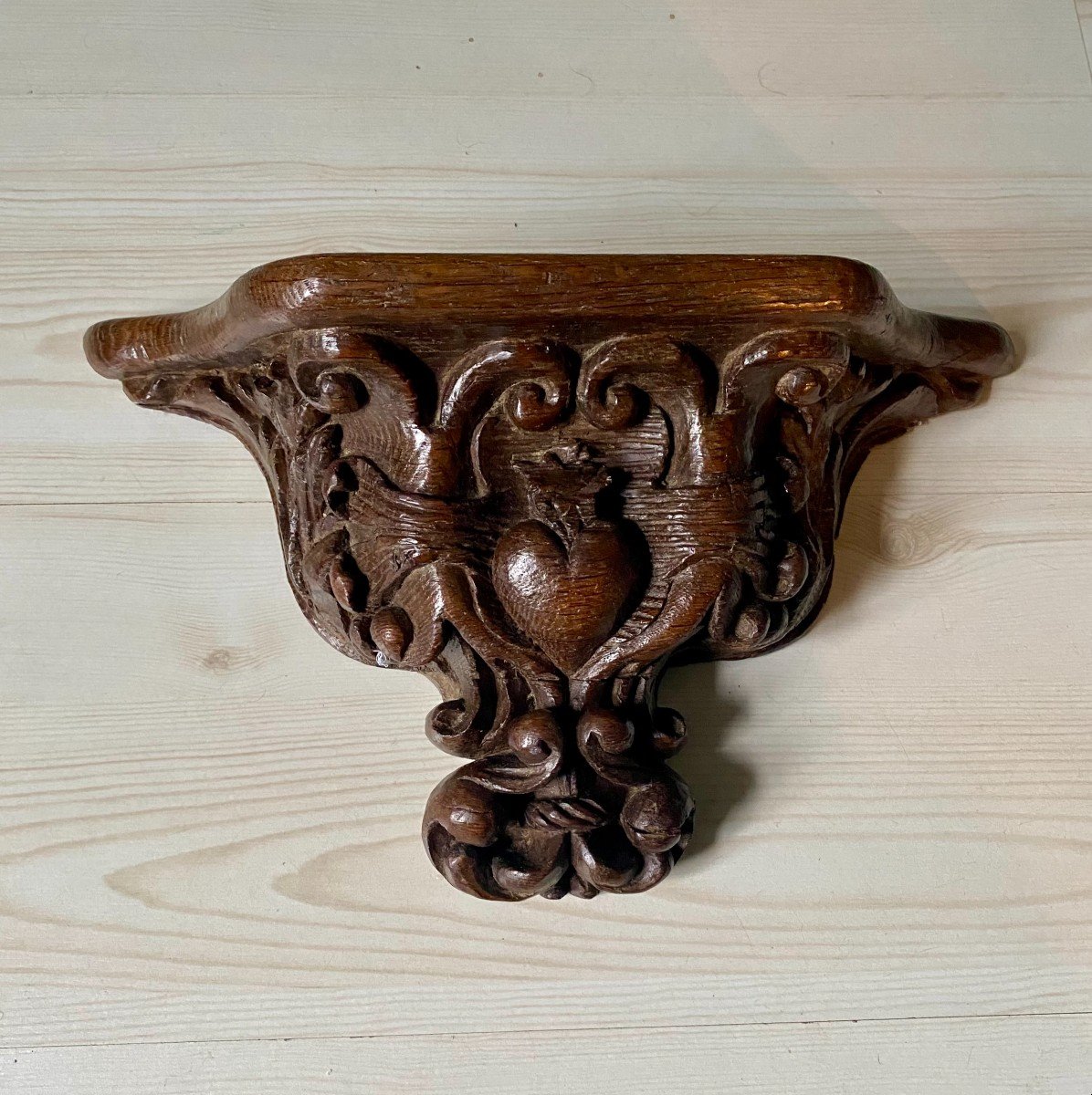 An Oak Mercy Seat Or Misericord With A Sacred Heart, Circa 1600-photo-1