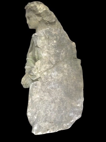 Late 15th Century, Medieval / Gothic Period, Carved Limestone Sculpture Of An Angel-photo-1