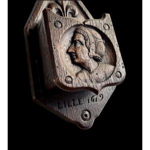 Candlestick Box In Carved Oak In The Roman Renaissance Style Lille 1619