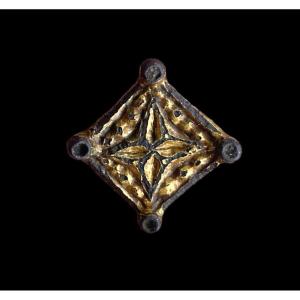 A Diamond Shaped Chipcarved And Gilded Carolingian Fibula-9th Century Ad