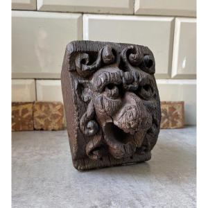 An Oak Corbel With A Lion, 16th Century