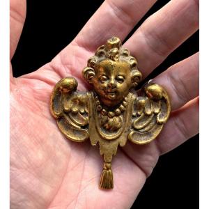 Applique Of An Angel - 17th Century - Gilt Bronze