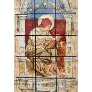 Church Window Design, Religious, Stained Glass-saint Mark