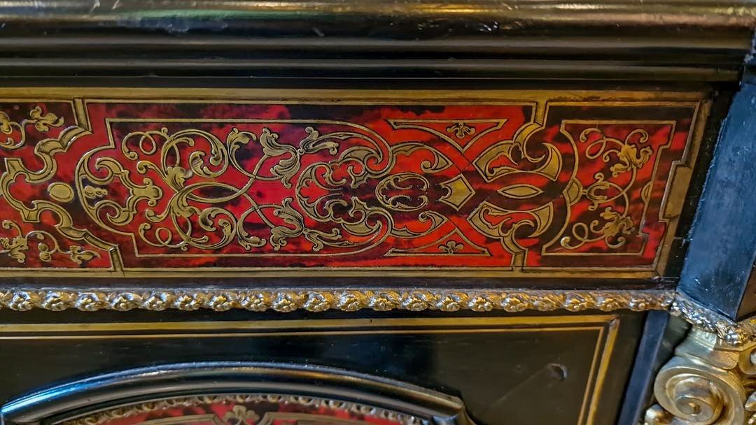 Meuble Trapézoidal d' Appui En Marqueterie Boulle époque Napoleon III-photo-6