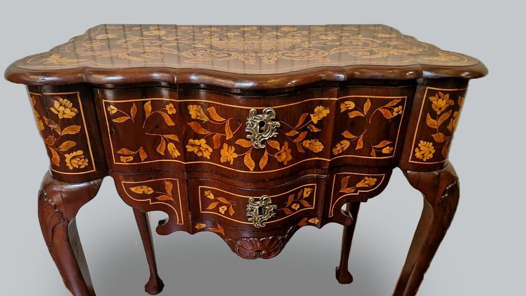 Jumping Commode Or Console Inlaid Stamped A Jc Couronné, Holland 18th Century-photo-2