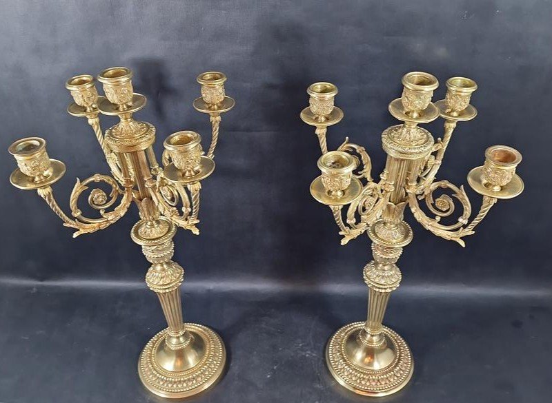 Raingo Fréres Paire De Candelabres De Style Louis XVI , XIX éme Siécle -photo-2