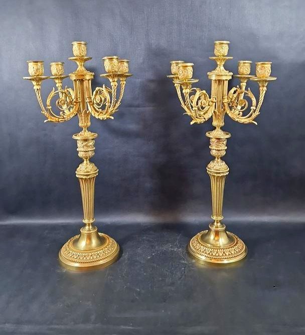 Raingo Fréres Paire De Candelabres De Style Louis XVI , XIX éme Siécle 