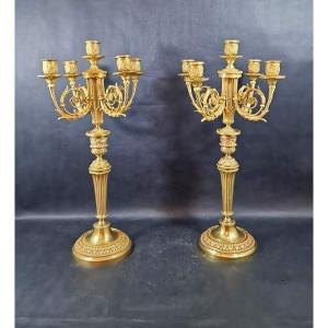 Raingo Fréres Pair Of Louis XVI Style Candelabra, 19th Century 