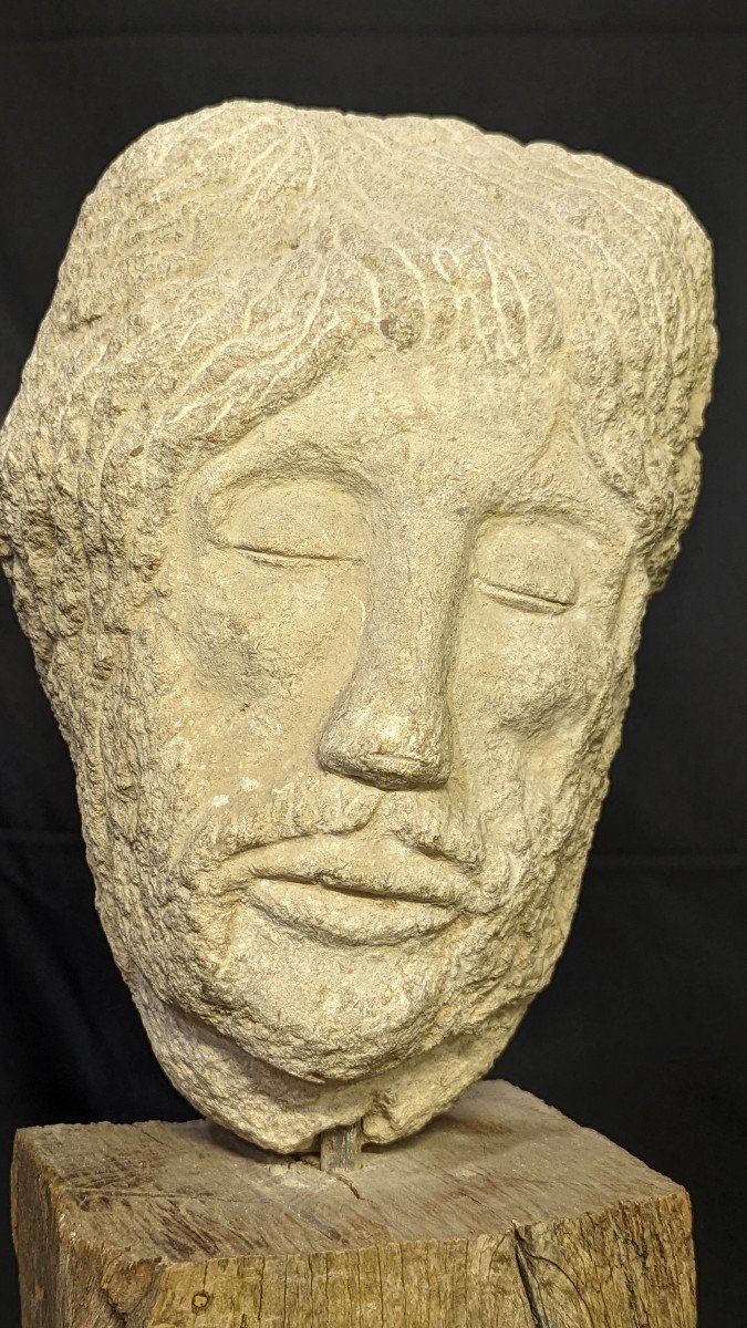 Head Of Christ In Stone XIIIth Century