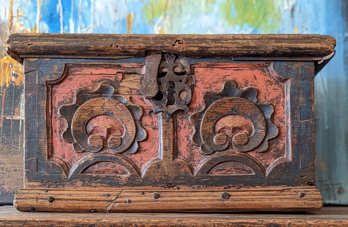 Seventeenth Century Polychrome Wooden Chest