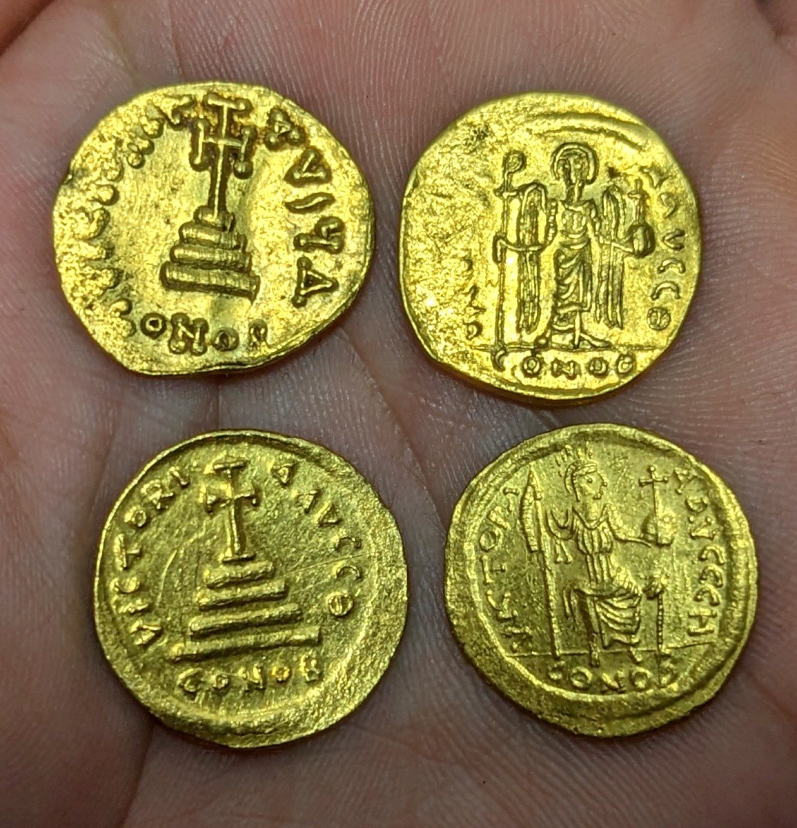 Collection De 4 Solidii (solidus) En Or Byzantin Rome -photo-2