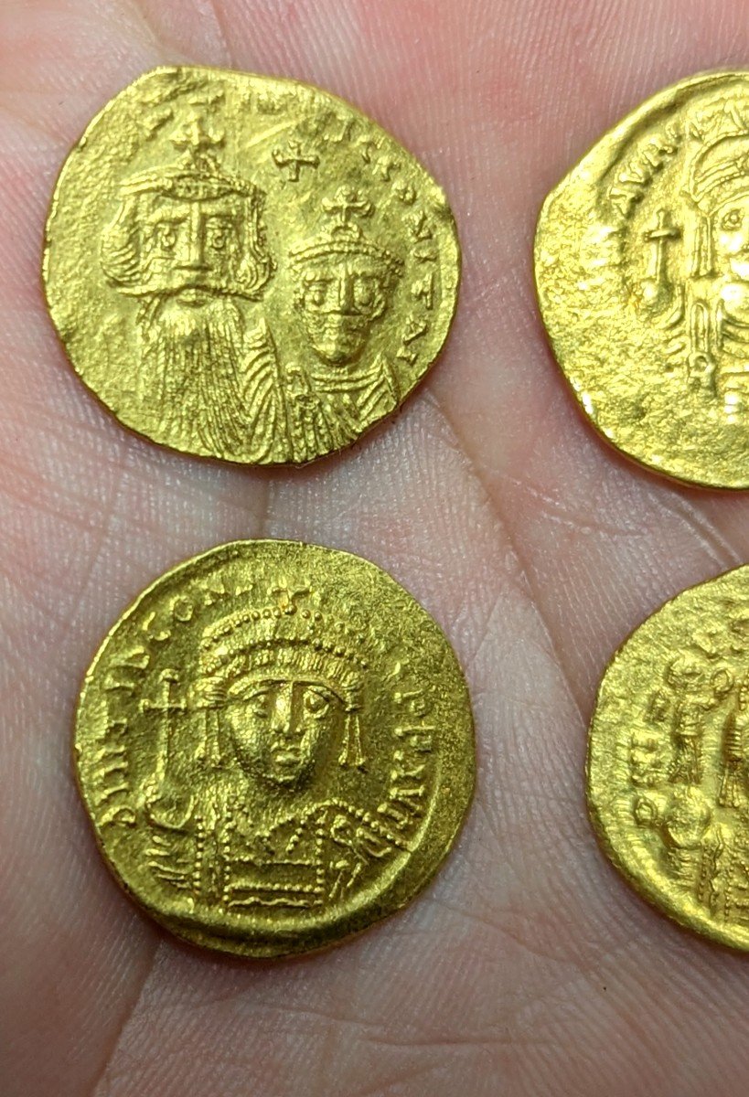 Collection De 4 Solidii (solidus) En Or Byzantin Rome -photo-3