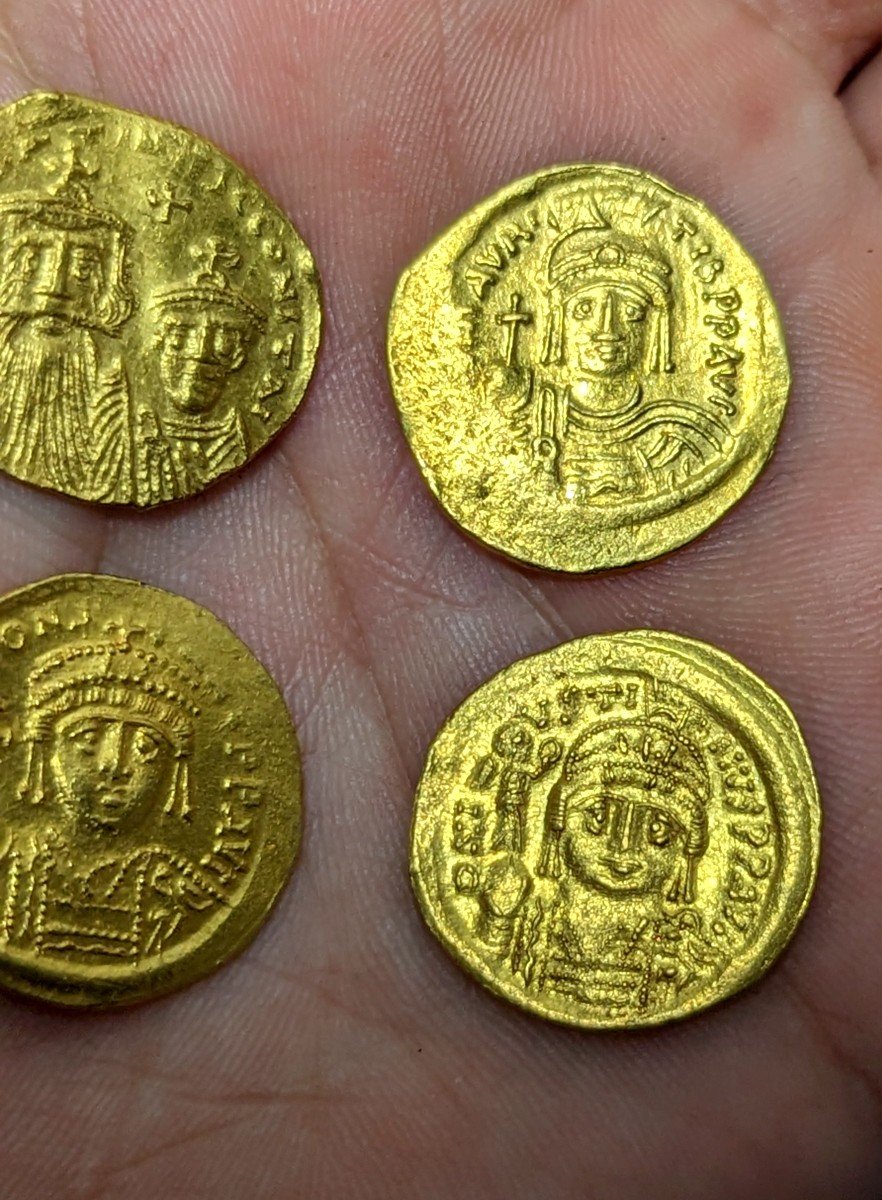 Collection De 4 Solidii (solidus) En Or Byzantin Rome -photo-4