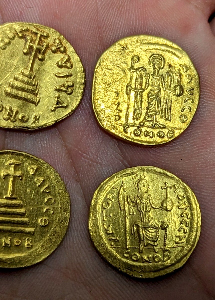 Collection De 4 Solidii (solidus) En Or Byzantin Rome -photo-1