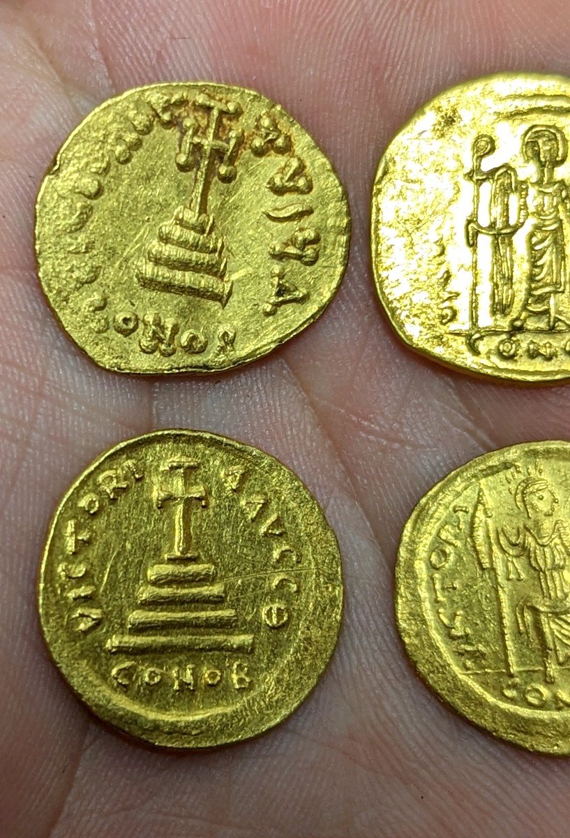 Collection De 4 Solidii (solidus) En Or Byzantin Rome -photo-2