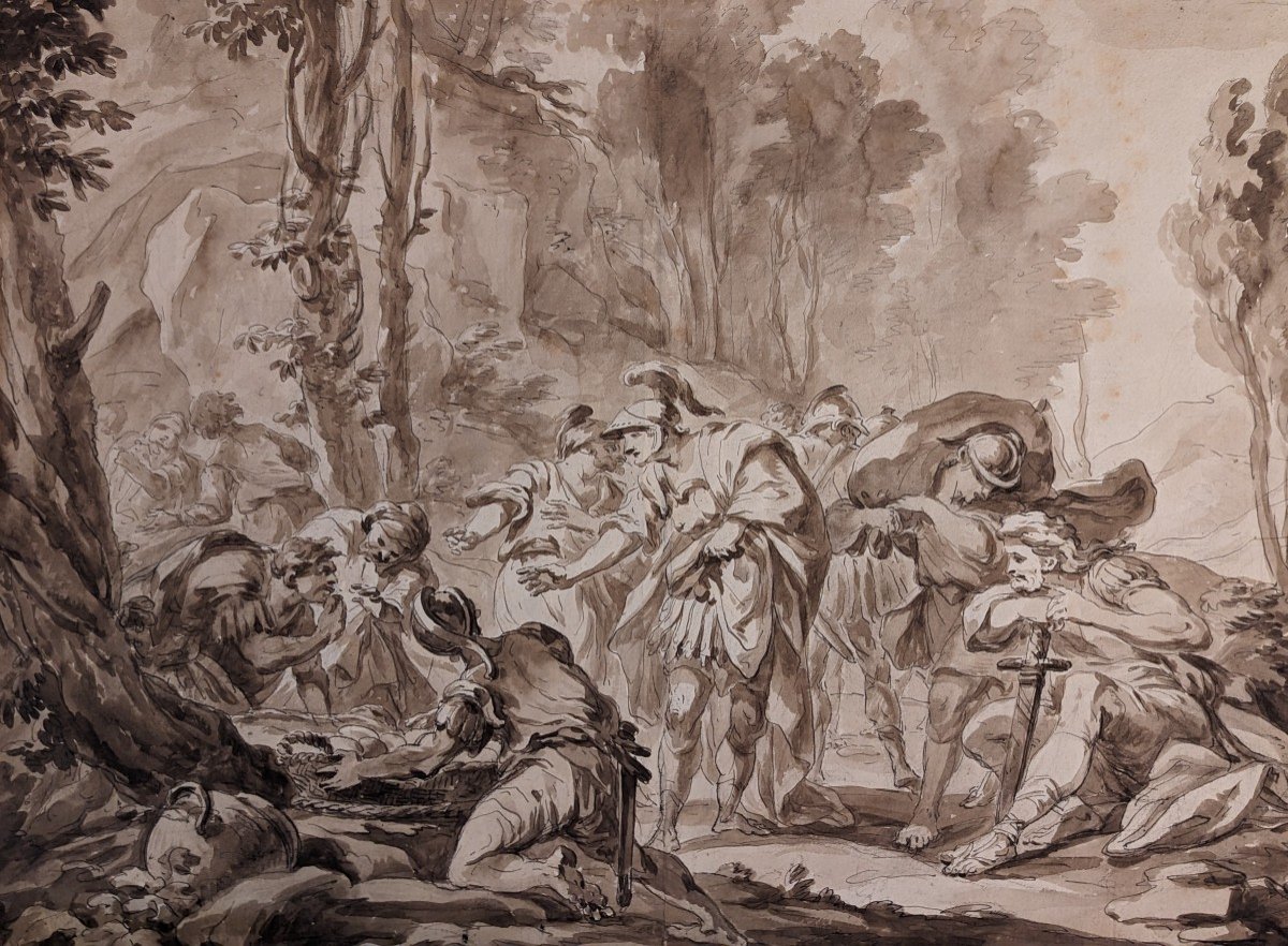 Large 18th Century Drawing - Pencil, Quill And Wash - Alexander The Great As Winner