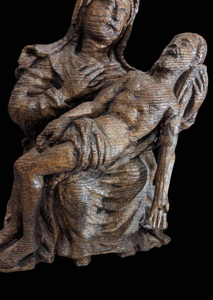 Pietà Virgin Of Mercy In Oak 16th Century-photo-2