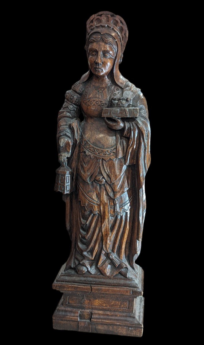 Saint Elizabeth Statue In Solid Wood 17th Century