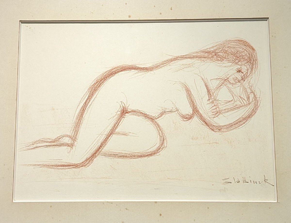 Sanguine Drawing By Rik Slabbinck “lili Nue”